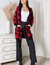 Heimish Full Size Plaid Open Front Cardigan with Pockets