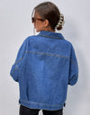 Collared Neck Dropped Shoulder Denim Jacket