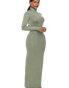 Mock Neck Long Sleeve Maxi Slim Dress