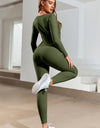 Ruched Square Neck Long Sleeve Active Jumpsuit