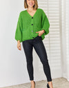 Pocketed Button Up Dropped Shoulder Cardigan