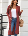 Open Front Slit Cardigan with Pockets