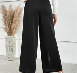 Chain Detail Slit Straight Pants