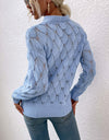 Openwork Cutout Dropped Shoulder Sweater