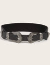 Double Buckle PU Leather Belt