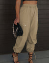 Drawstring Elastic Waist Pants with Pockets