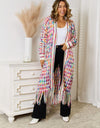 Multicolored Open Front Fringe Hem Cardigan