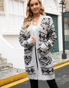 Printed Long Sleeve Cardigan with Pocket