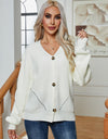 Button Up V-Neck Long Sleeve Cardigan