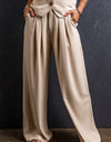 Ruched Wide Leg Pants with Pockets