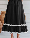 Contrast Trim Elastic Waist Skirt