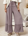 Wide Leg Ruffle Trim Pants