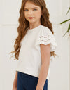 Round Neck Flutter Sleeve T-Shirt