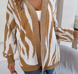 Open Front Animal Print Cardigan