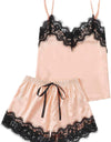 Lace Detail Spaghetti Strap Top and Shorts Lounge Set