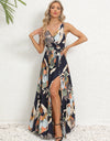 Slit Tied Printed Surplice Dress