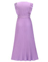 Tied Surplice Cap Sleeve Pleated Dress