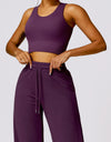 Round Neck Wide Strap Cropped Active Tank