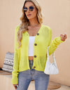 Button Up V-Neck Long Sleeve Cardigan