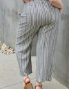 Heimish Find Your Path Full Size Paperbag Waist Striped Culotte Pants