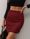 Houndstooth Slit Mini Skirt