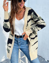 Camouflaged Dropped Shoulder Open Front Cardigan