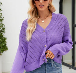 V-Neck Button Down Cardigan