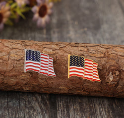 2 Piece Drip Oil US Flag Brooch