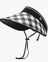 Plaid Natural Grass Adjustable Sun Hat