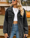 Buttoned Collared Neck Denim Jacket with Pockets