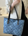 Plaid PU Leather Tote Bag