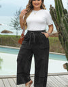 Plus Size Drawstring Wide Leg Pants