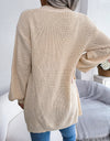 Cable-Knit Open Front Pocketed Cardigan