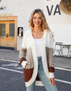 Color Block Open Front Hooded Cardigan