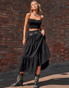 Elastic Waist Tiered Midi Skirt