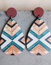 Geometric Wood Teardrop Earrings