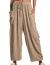 Full Size Pocketed Drawstring Wide Leg Pants