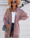 Woven Right Heathered Open Front Longline Cardigan