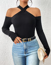 Crisscross Cold-Shoulder Knit Top