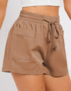 Drawstring Smocked Waist Pocketed Shorts