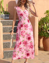 Full Size Tied Smocked Surplice Sleeveless Maxi Dress