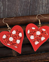 Sequin Heart Leather Drop Earrings