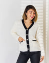 Contrast Trim Button Up Cardigan