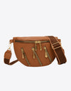 PU Leather Multi Zipper Shoulder Bag