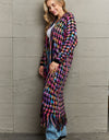 Multicolored Open Front Fringe Hem Cardigan