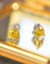 2 Carat Yellow Heart Moissanite Platinum-Plated Earrings