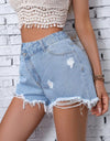 Distressed Raw Hem Denim Shorts