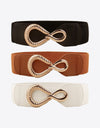 Ribbed Alloy Buckle Elastic Belt