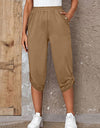 Full Size Roll-Tab Capris Pants