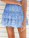 Printed Frill Trim Smocked Mini Skirt